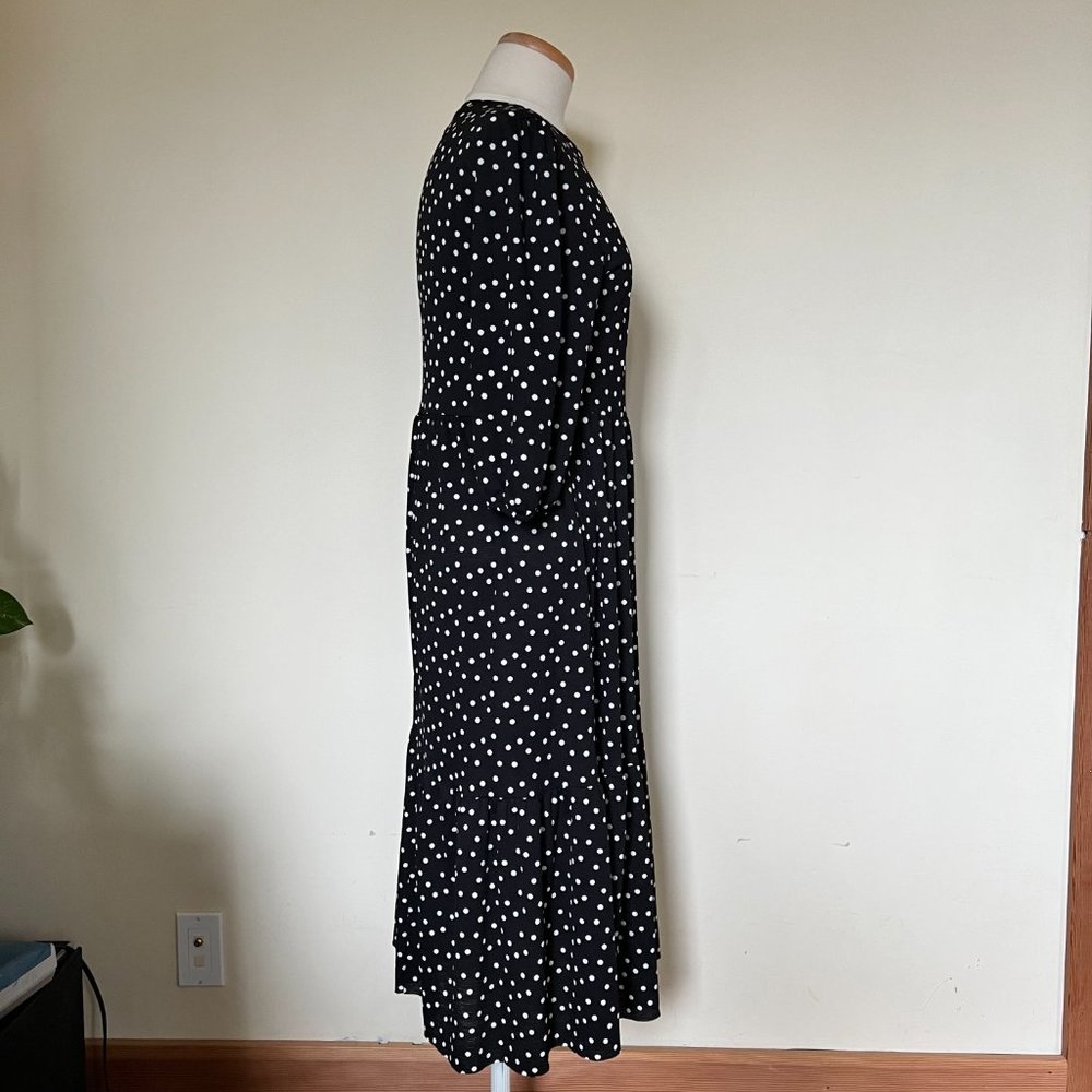 New Zara White Asymmetric Polka Dot T Shirt Dress Oversized main image 0